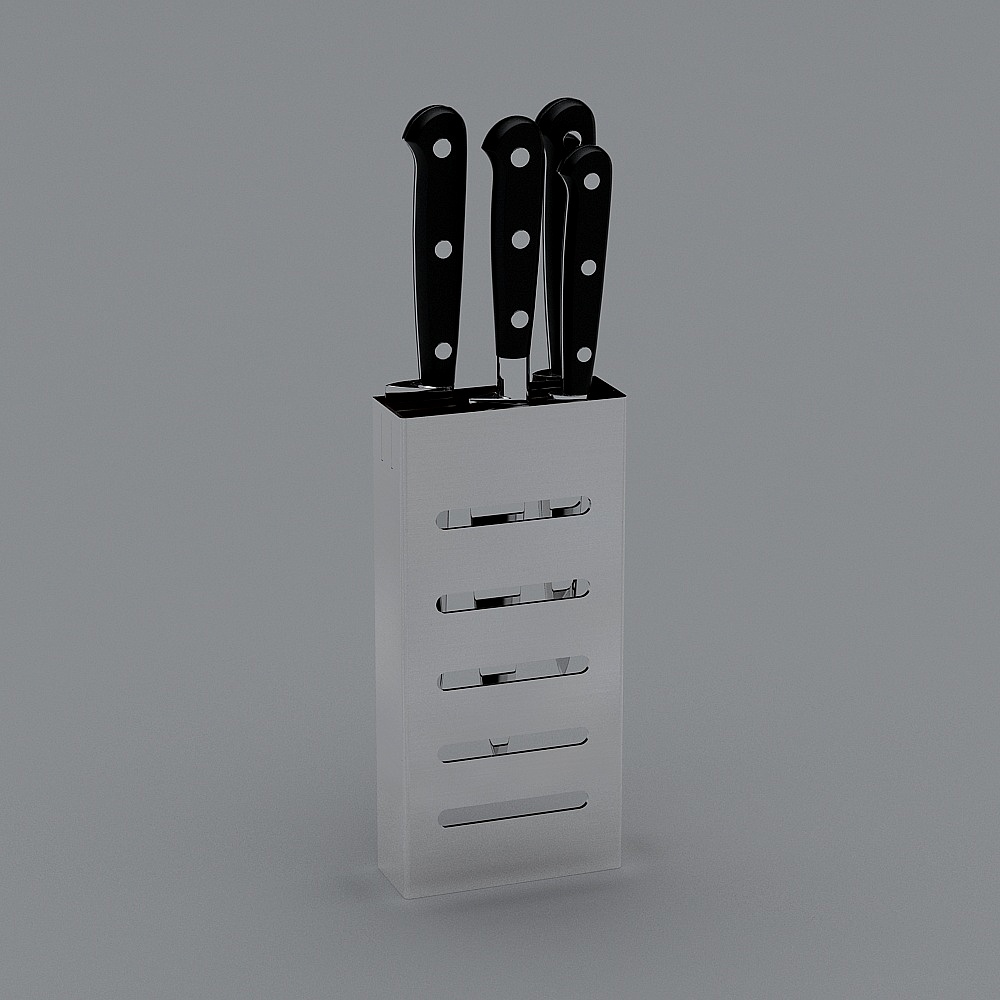 Kitchen Knife Holder 3D Model in Black