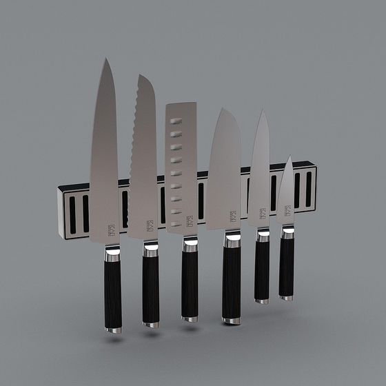 Low-Poly Magnetic Knife Rack 3D model
