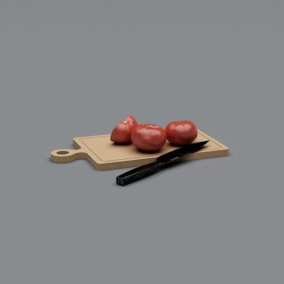 Chopping Board with Tomato 3D model