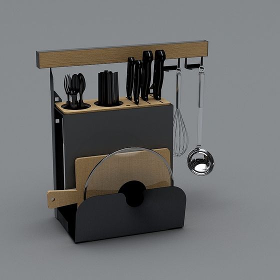Kitchen Accessories Chopping Board 3D Model in Black