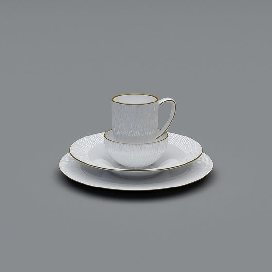 Elegant Low Poly Coffee Cup Set 3D model