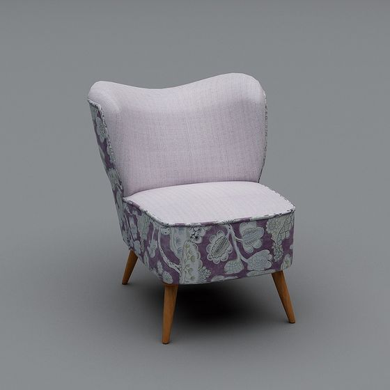 Stylish Low-Poly Floral Armchair 3D model for Modern Spaces