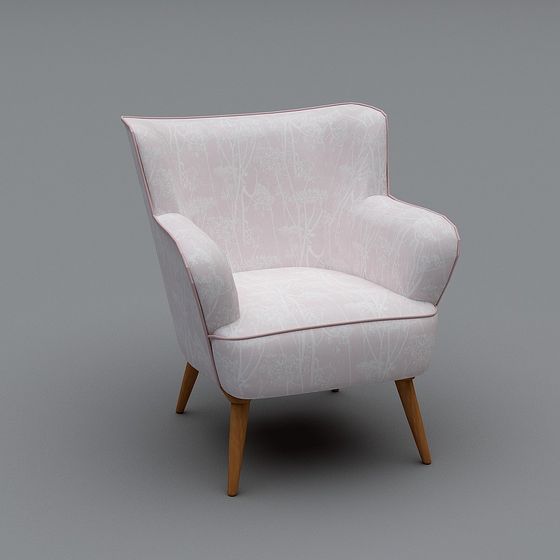 Elegant Pink Low-Poly Armchair 3D model