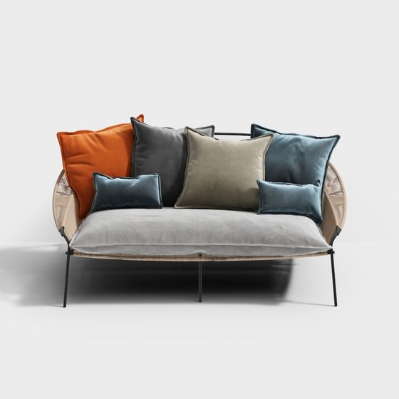 Elegant Low-Polygon 3D Sofa Model for Modern Interiors