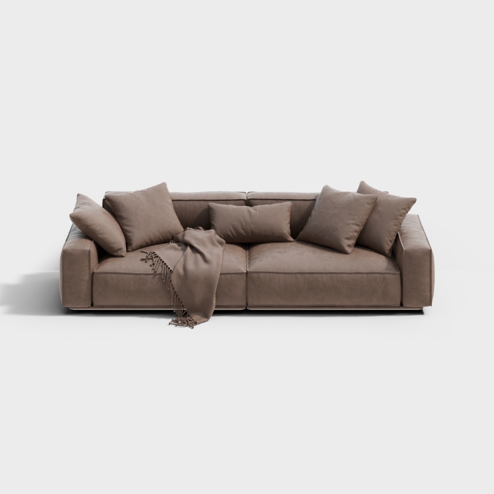 Stylish Low-Poly Sofa 3D Model – Velvet Upholstery