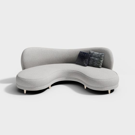 Stylish Curved Low-Polygon Sofa 3D model