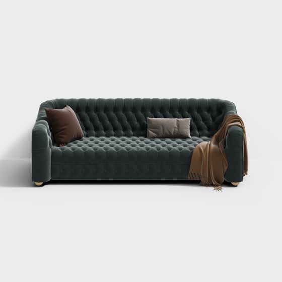 Unique Velvet Sofa 3D model for Modern Interiors