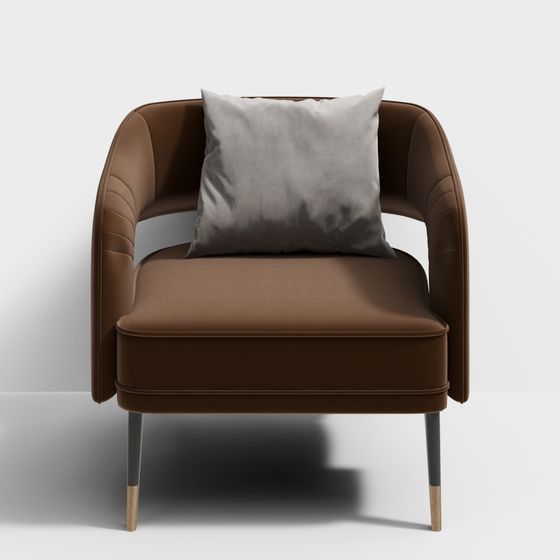 Modern Single Sofa 3D Model in Earth Color