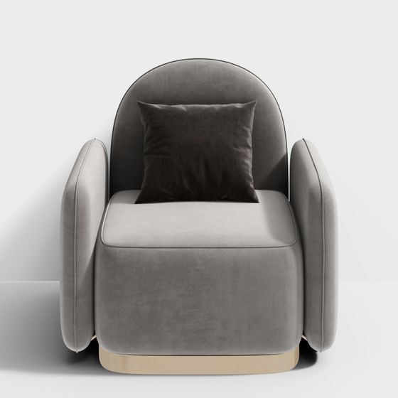 Elegant Gray Velvet Armchair 3D model