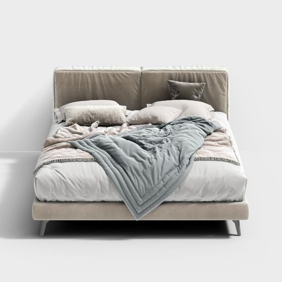 Stylish 3D Bed Model for Modern Interiors