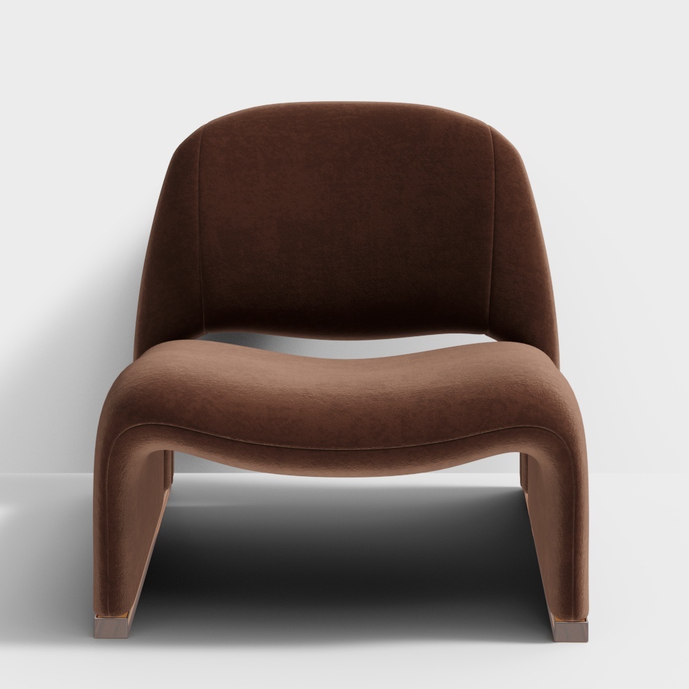 Cozy Lounge Chair 3D Model – Velvet Upholstery Design