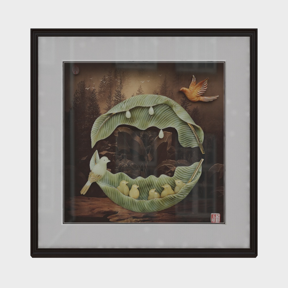 Green Leaf Bird Nest 3D Model – Nature-Inspired Detail