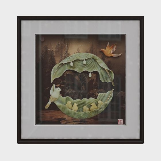 Green Leaf Bird Nest 3D model for Creative Projects