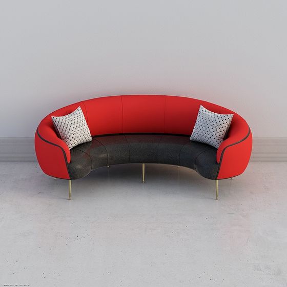 Bold Curved Red Sofa 3D model Design