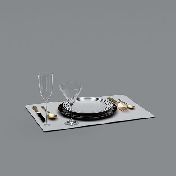 Elegant Tableware 3D model in Modern Aesthetics
