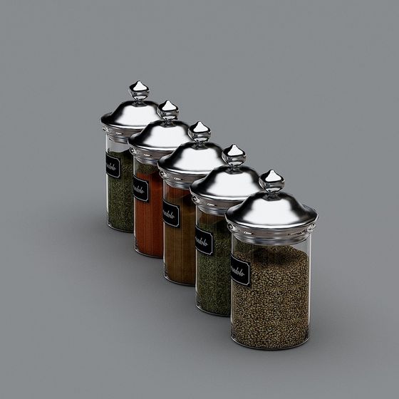 Elegant Spice Jars 3D model for Stylish Kitchens