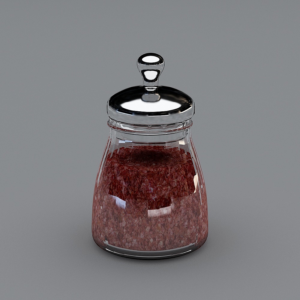 Elegant Glass Jar 3D model with Red Sugar