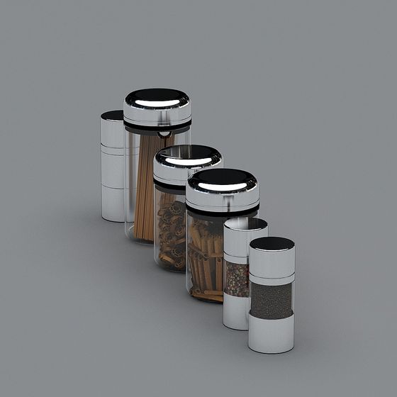 Stylish Spice Jars 3D model for Kitchen Decor