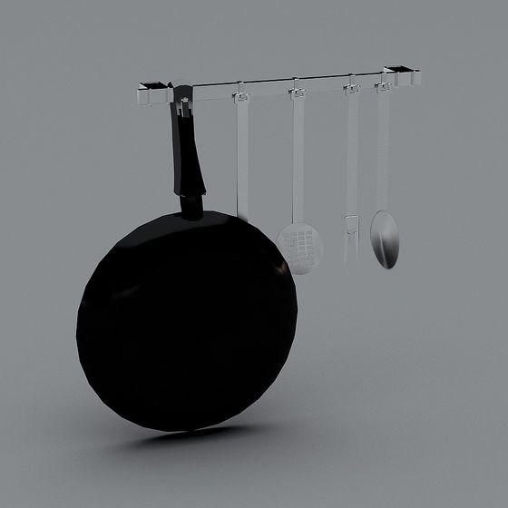 Sleek Hanging Kitchen Rack 3D model