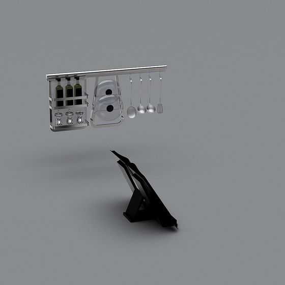 Stylish Low-Poly Kitchen Hanging Rack 3D model