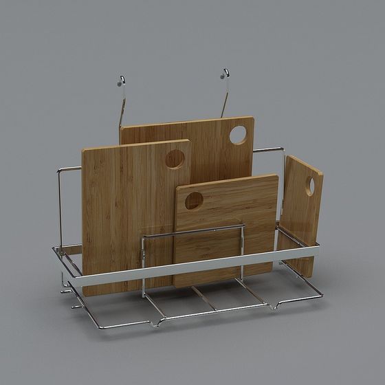 Wooden Cutting Board Rack 3D model