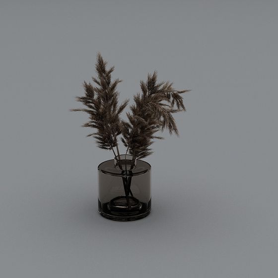 Glass Vase with Hay 3D model for Creative Projects