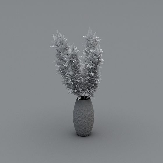 Vase with Feathered Plant 3D model for Creative Projects
