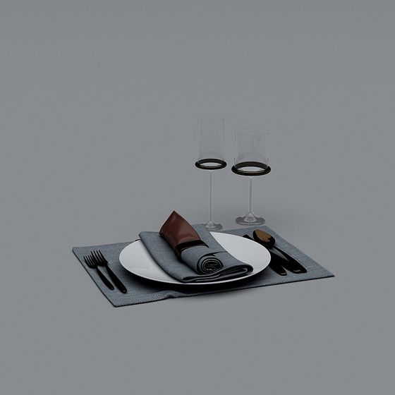 Elegant Dining Table Setting 3D model