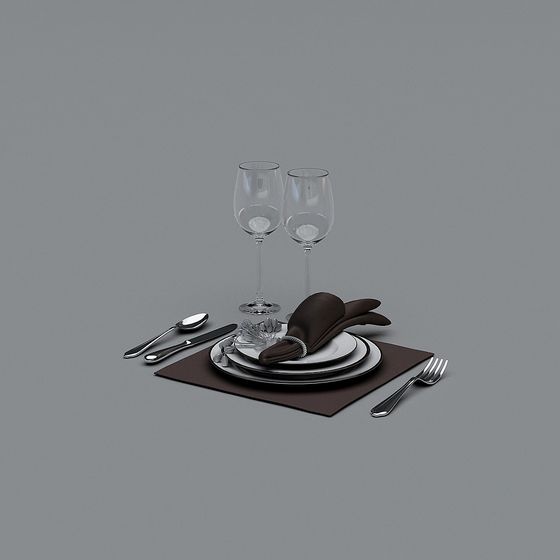 Elegant Table Setting 3D Model – Modern Low-Poly Design