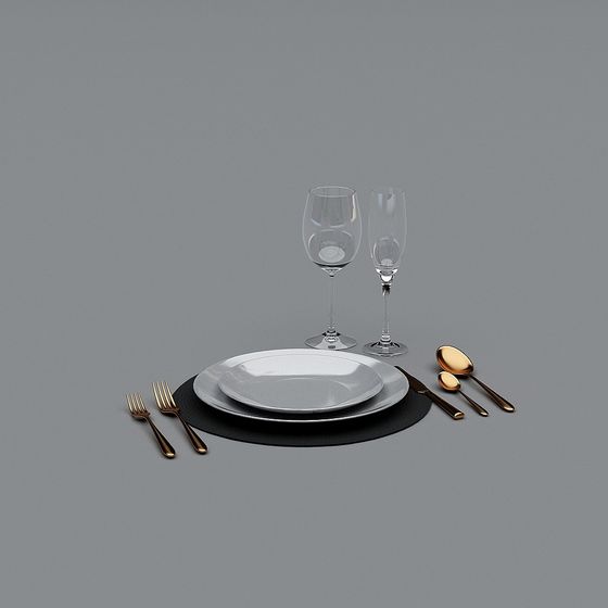 Elegant Low-Polygon Tableware 3D model