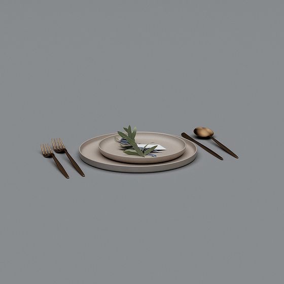 Stylish Gray Tableware 3D Model