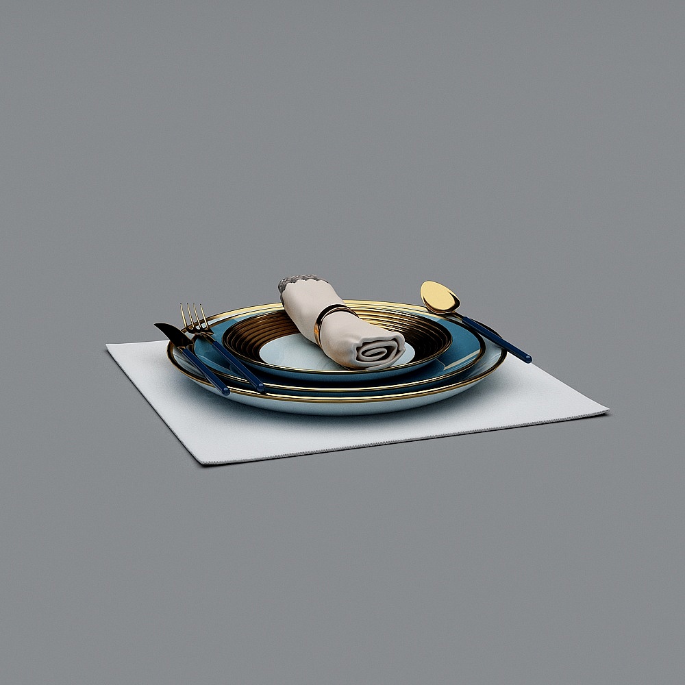 Elegant Dinnerware 3D model for Modern Aesthetics