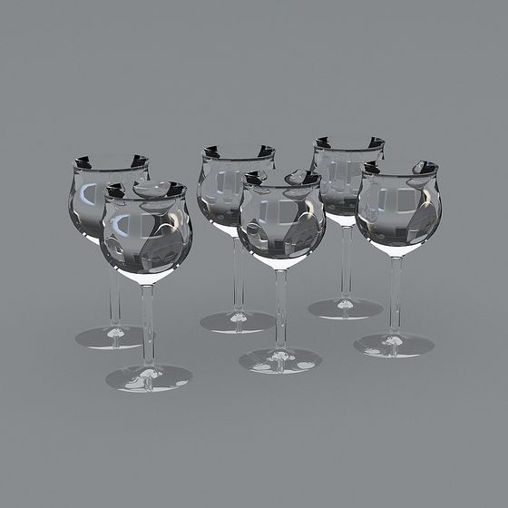 Elegant Crystal Wine Glasses 3D model