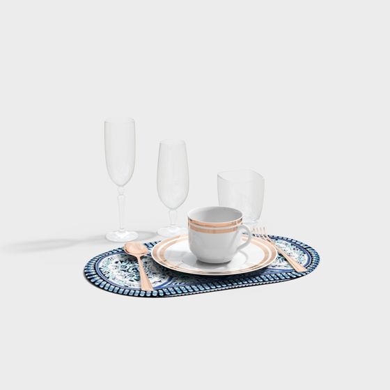 Elegant Dinnerware 3D model Art