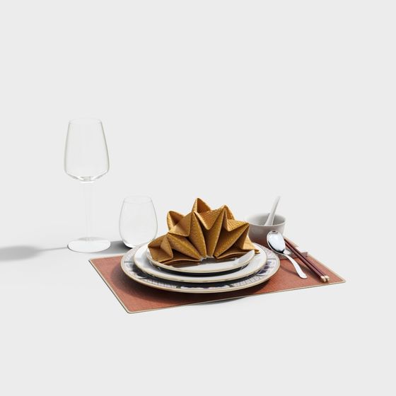 Elegant Dining Table Setup 3D model