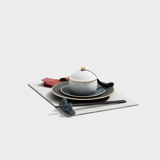 Elegant Teapot Set 3D model for Modern Aesthetics