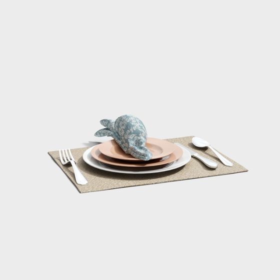 Elegant Dining Table Setting 3D model