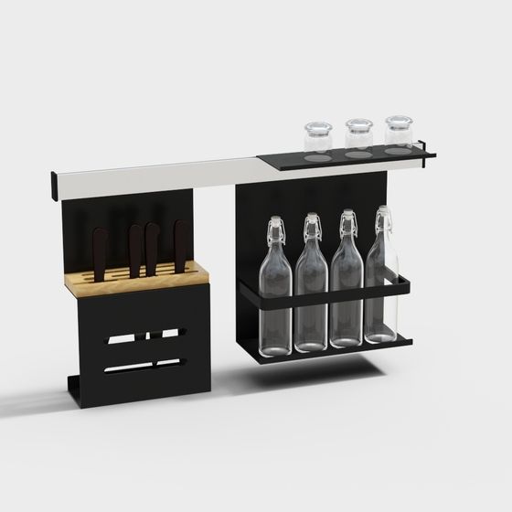 Minimalist Kitchen Storage Rack 3D model