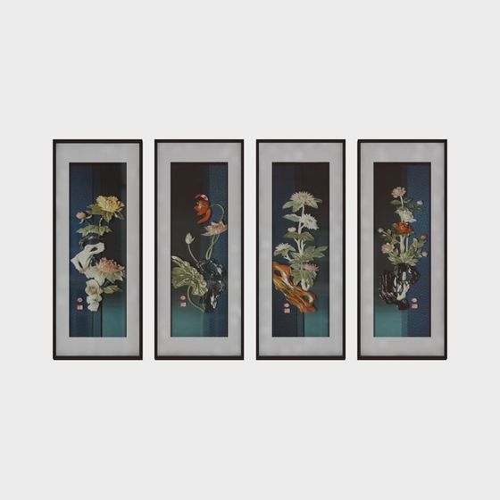 Eastern Floral Quartet 3D model for Creative Projects