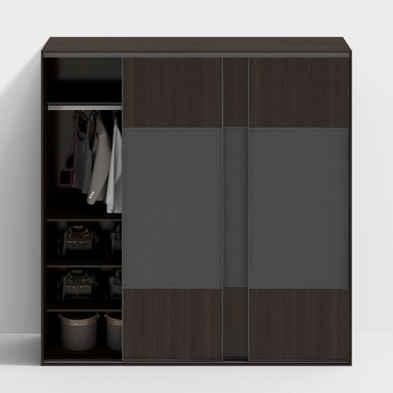 Stylish Sliding Door Wardrobe 3D model