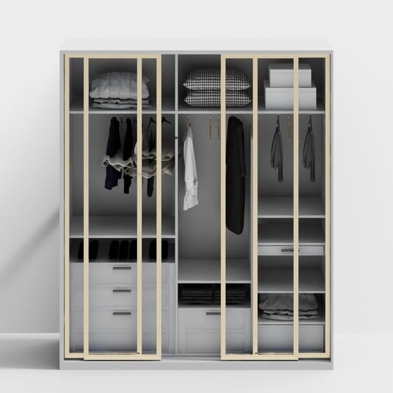 Sleek Minimalist Wardrobe 3D Model