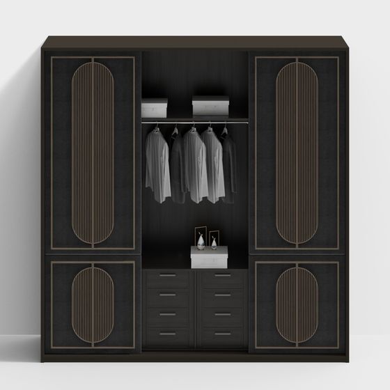 Stylish Art Deco Wardrobe 3D model for Modern Interiors