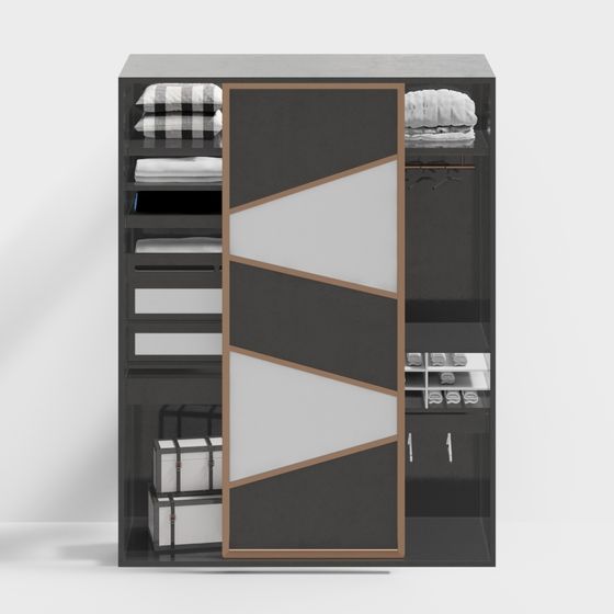 Stylish Low-Polygon Wardrobe 3D model for Modern Interiors