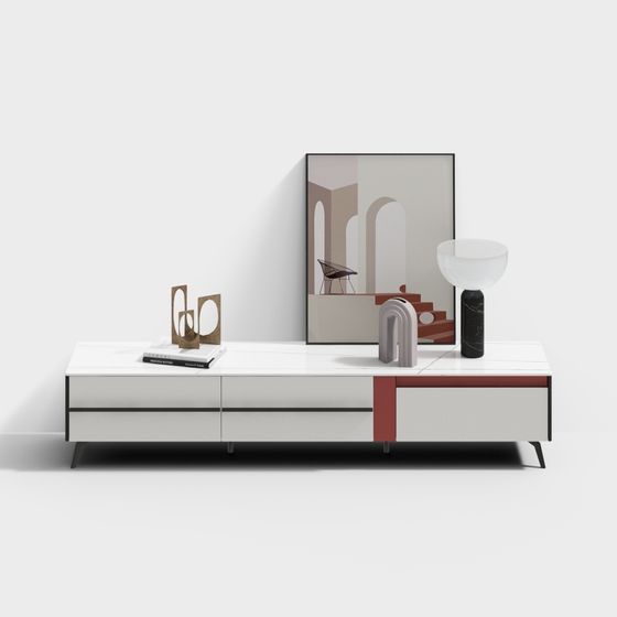 Modern Minimalist 3D TV Cabinet Model
