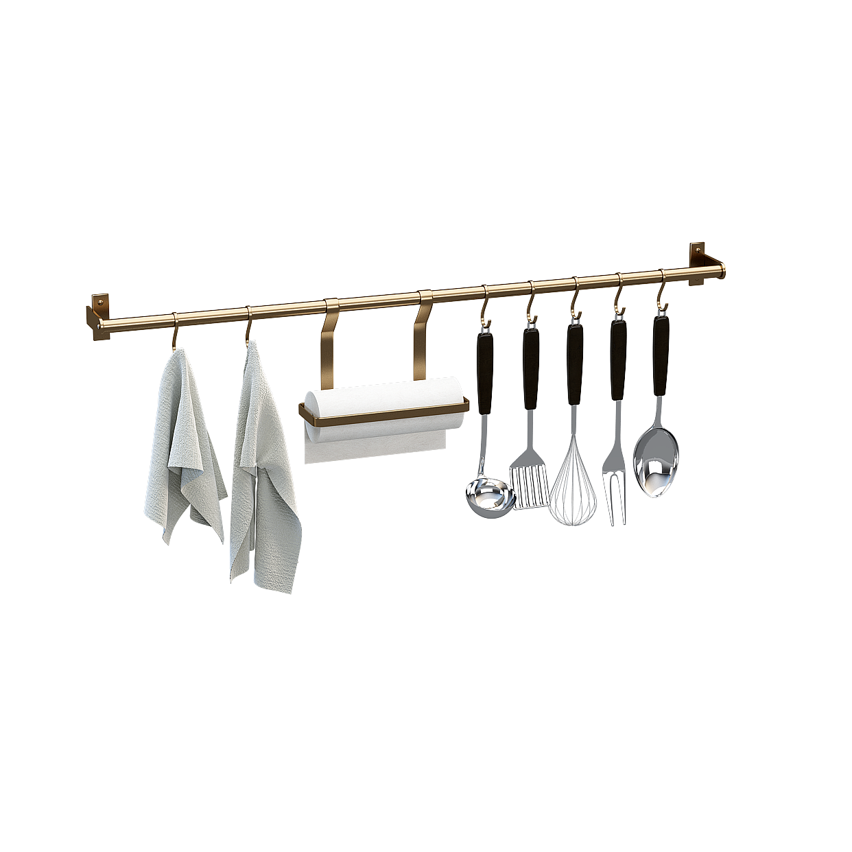 Elegant Kitchen Corner Hanging Rack 3D Model – Low-Poly Design