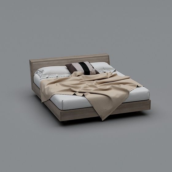 Cozy Minimalist Bed 3D model for Modern Interiors