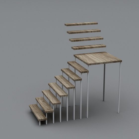 Contemporary Low-Polygon Staircase 3D model for Modern Applications