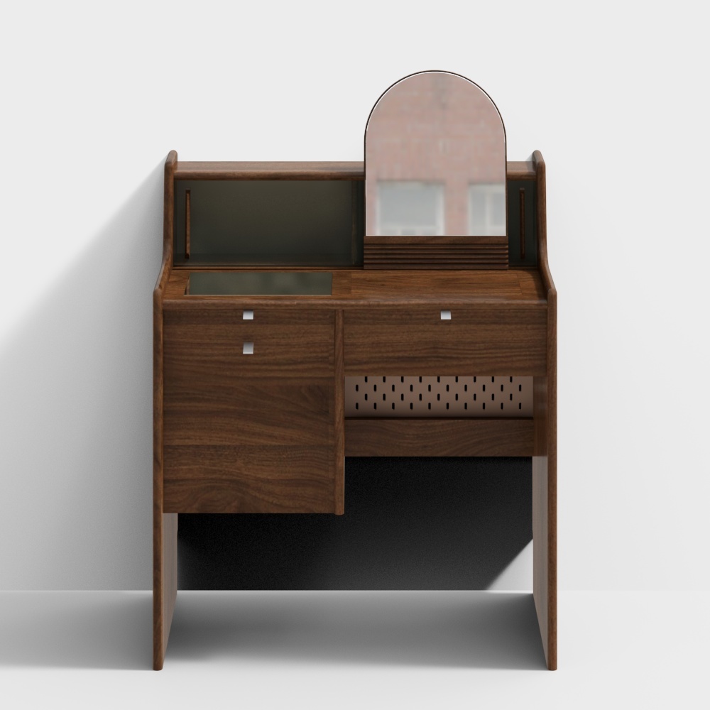 Schminktisch-825 Schwarz Walnuss Stil