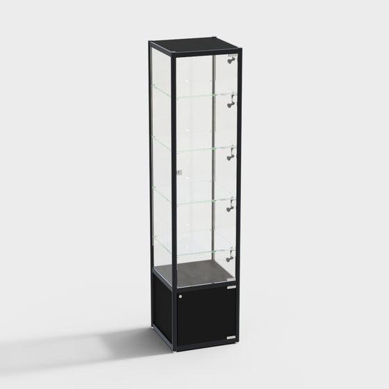 Black Figure Cabinet 3D Model for Display Spaces