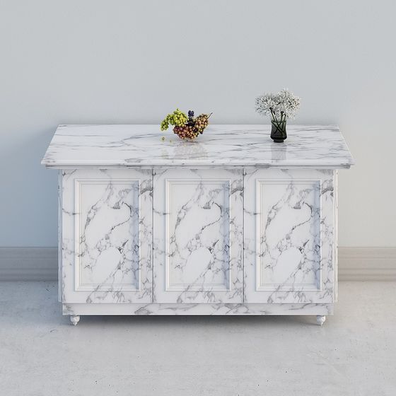 Elegant Marble Style Storage Cabinet 3D Model